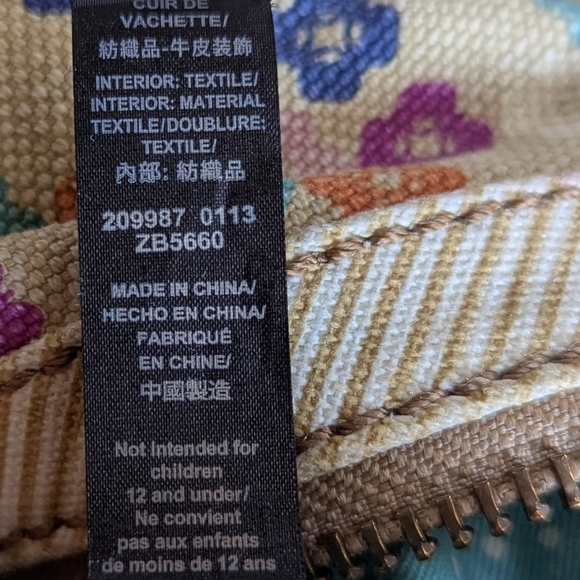 Fossil Tate Hobo Shoulder Bag Natural Floral Canvas Leather Y2K - Picture 14 of 15